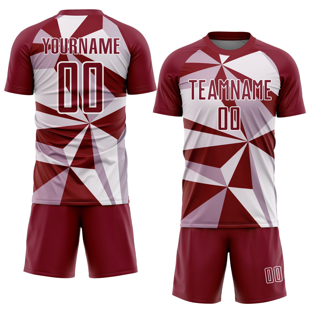 Custom Crimson White Geometric Pattern Sublimation Soccer Uniform Jersey Limited