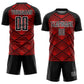 Custom Red Black-White Geometric Pattern Sublimation Soccer Uniform Jersey Limited