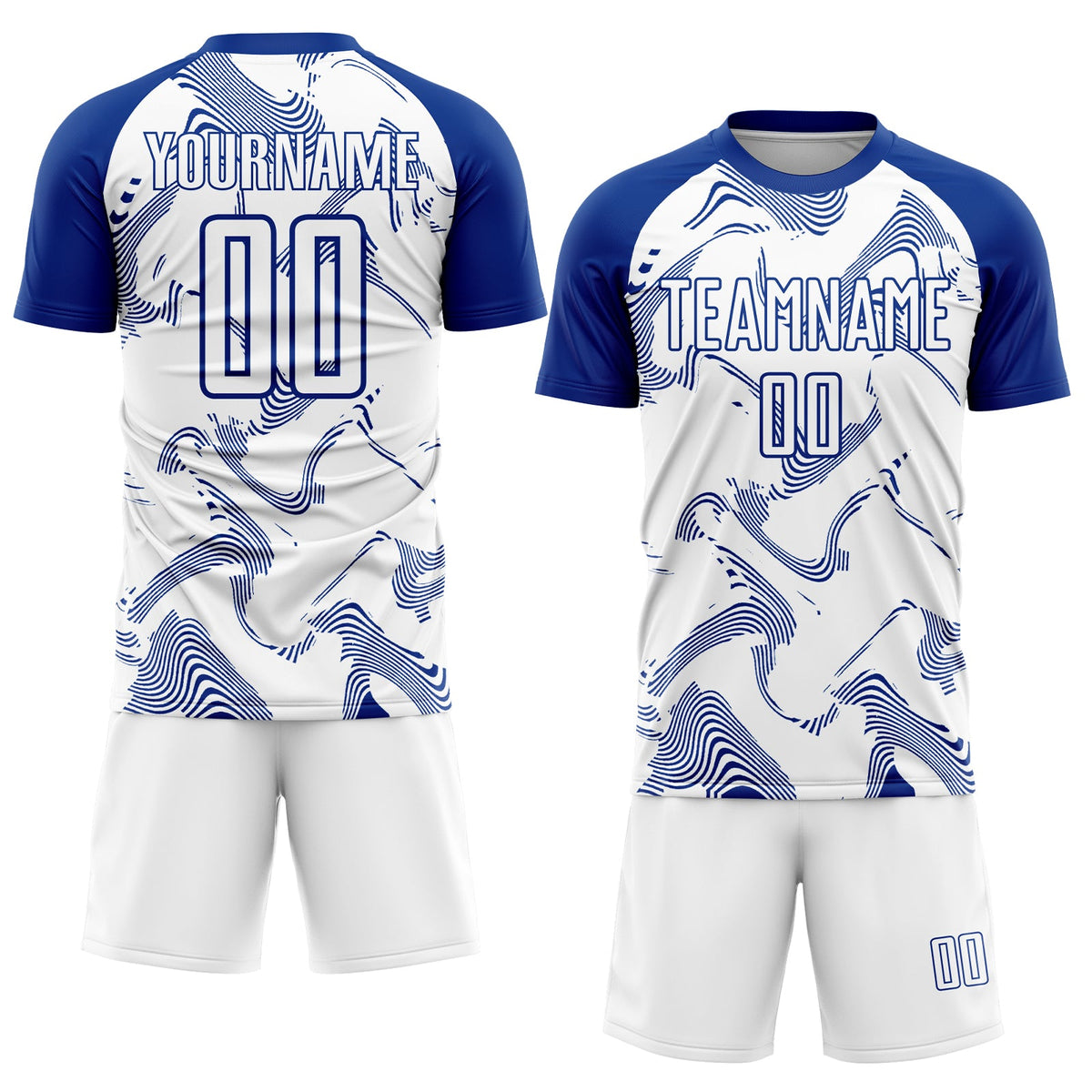 Custom White Royal Curve Lines Sublimation Soccer Uniform Jersey Limited