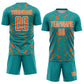 Custom Teal Orange-White Abstract Lines Sublimation Soccer Uniform Jersey Limited
