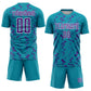 Custom Teal Purple-White Abstract Lines Sublimation Soccer Uniform Jersey Limited