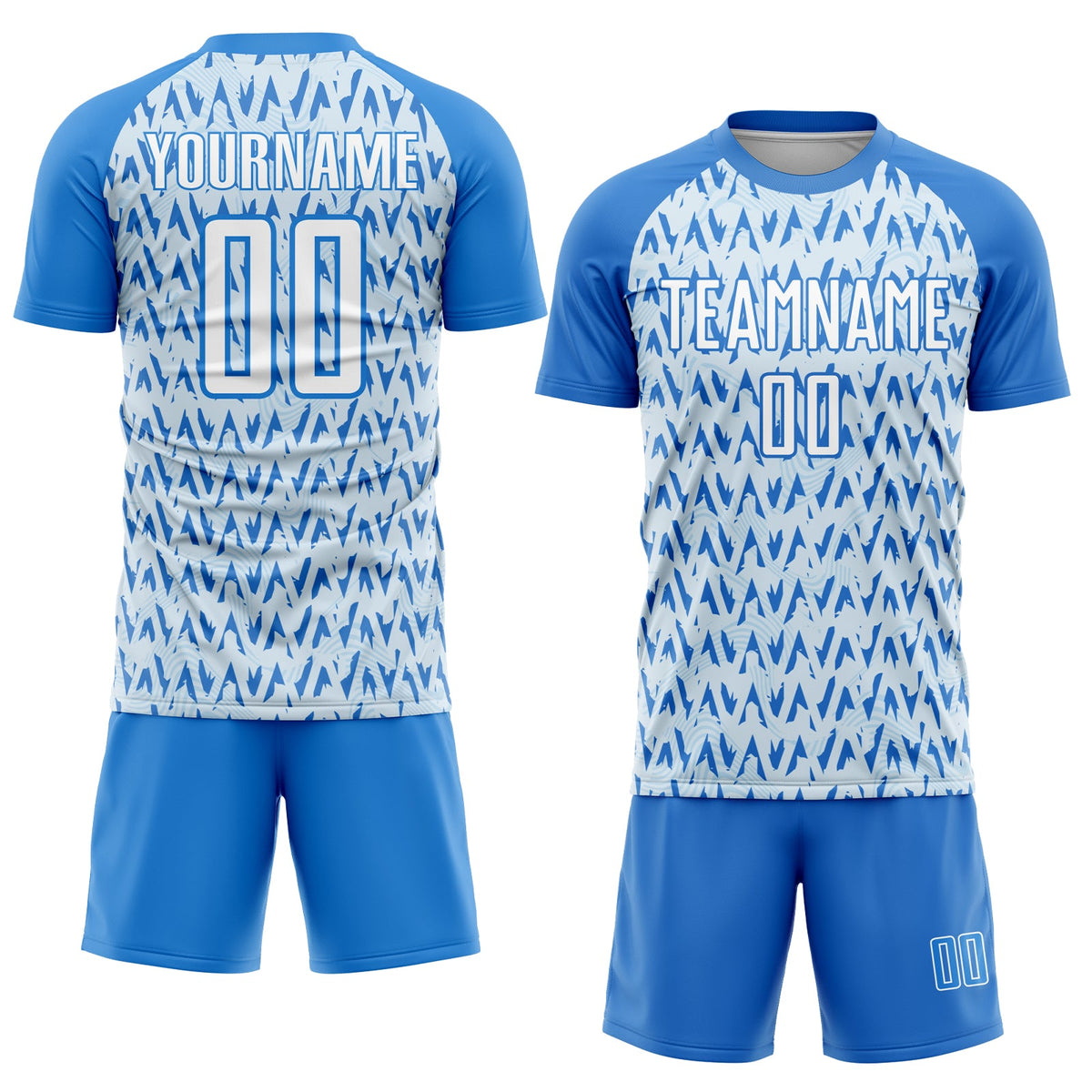 Custom Powder Blue White-Silver Abstract Geometric Pattern Sublimation Soccer Uniform Jersey Limited
