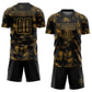 Custom Black Old Gold Abstract Grunge Art Sublimation Soccer Uniform Jersey Limited