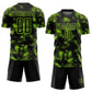 Custom Black Neon Green Abstract Grunge Art Sublimation Soccer Uniform Jersey Limited