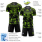 Custom Black Neon Green Abstract Grunge Art Sublimation Soccer Uniform Jersey Limited