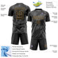 Custom Black Gray-Old Gold Abstract Grunge Art Sublimation Soccer Uniform Jersey Limited