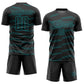 Custom Black Teal Lines Sublimation Soccer Uniform Jersey Limited