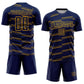 Custom Navy Yellow Lines Sublimation Soccer Uniform Jersey Limited