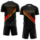 Custom Black Red-Old Gold Diagonal Lines Sublimation Soccer Uniform Jersey Limited