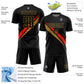 Custom Black Red-Old Gold Diagonal Lines Sublimation Soccer Uniform Jersey Limited