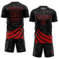 Custom Black Red Wind Shapes Sublimation Soccer Uniform Jersey Limited