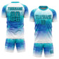 Custom Teal White Geometric Triangle Sublimation Soccer Uniform Jersey Limited