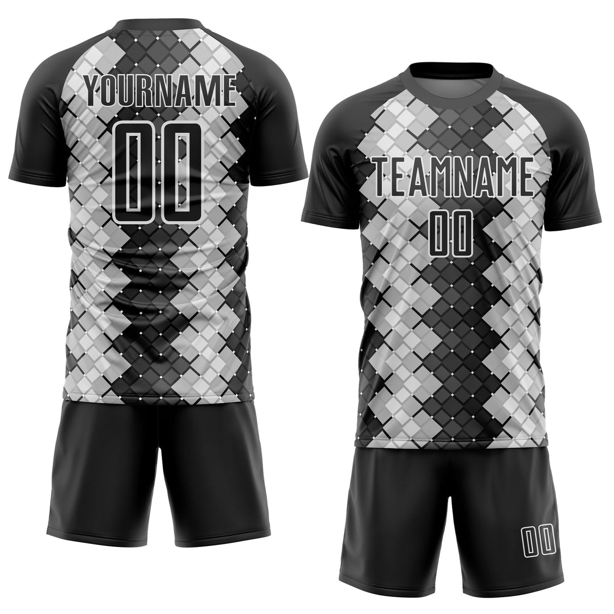 Custom Black White Geometric Shapes Sublimation Soccer Uniform Jersey Limited