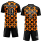 Custom Black Bay Orange-White Geometric Shapes Sublimation Soccer Uniform Jersey Limited