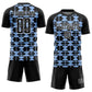 Custom Black Light Blue-White Geometric Shapes Sublimation Soccer Uniform Jersey Limited