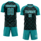 Custom Black Teal-White Geometric Shapes Sublimation Soccer Uniform Jersey Limited