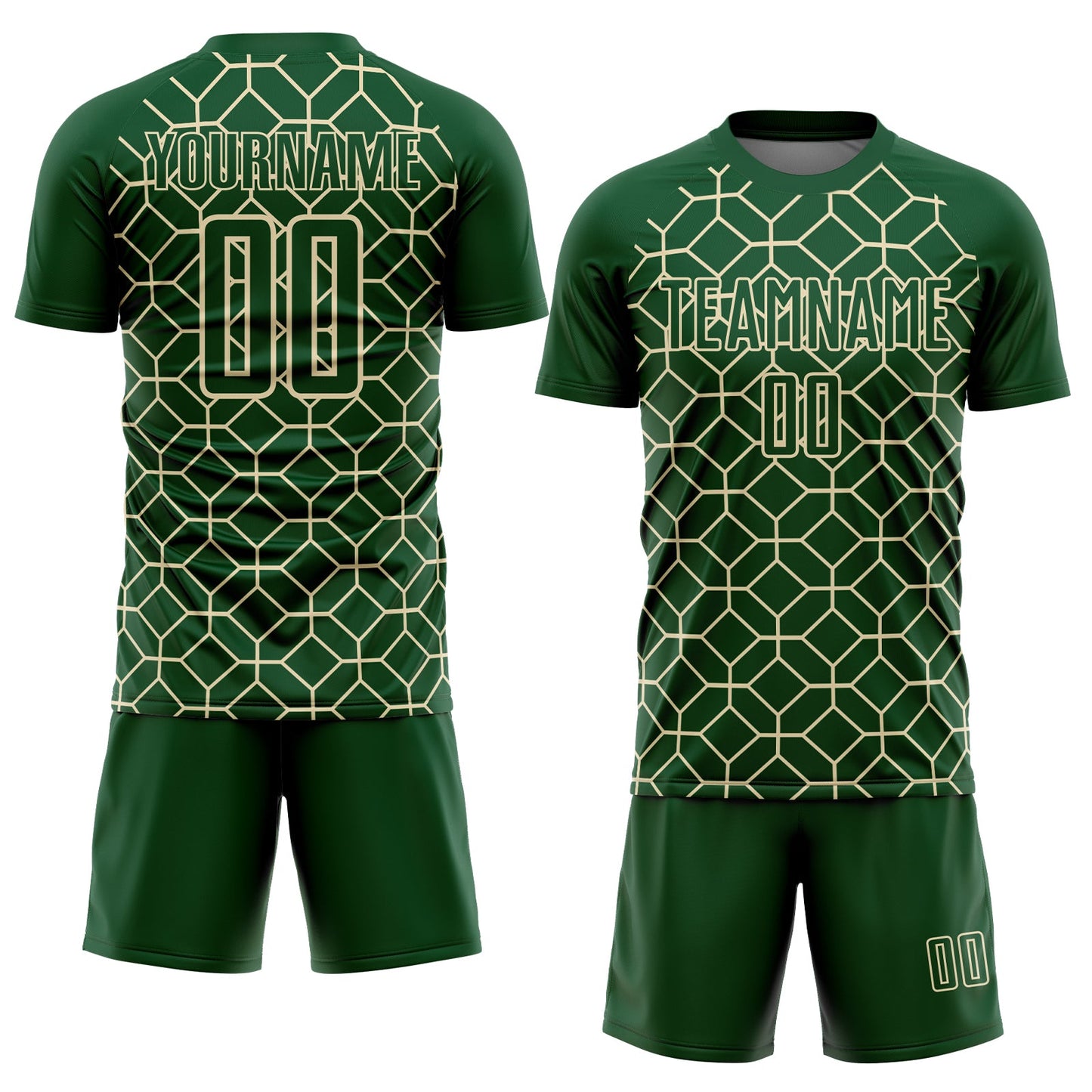 Custom Green City Cream Geometric Shapes Sublimation Soccer Uniform Jersey Limited