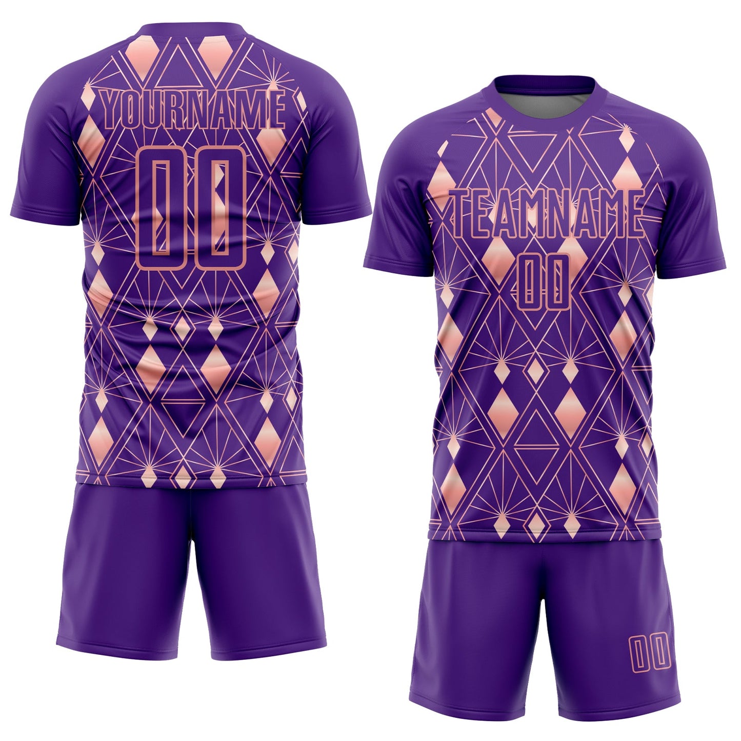 Custom Purple Light Pink Geometric Shapes Sublimation Soccer Uniform Jersey Limited