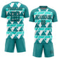 Custom Teal White-Black Geometric Shapes Sublimation Soccer Uniform Jersey Limited