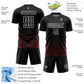 Custom Black Red-White Geometric Lines Sublimation Soccer Uniform Jersey Limited