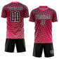 Custom Pink Black-White Geometric Lines Sublimation Soccer Uniform Jersey Limited