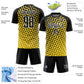 Custom Yellow Black-White Geometric Lines Sublimation Soccer Uniform Jersey Limited