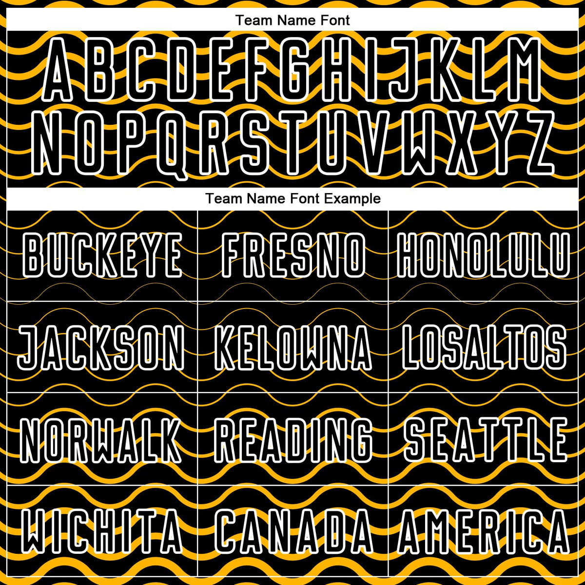 Custom Black Gold-White Geometric Lines Sublimation Soccer Uniform Jersey Limited