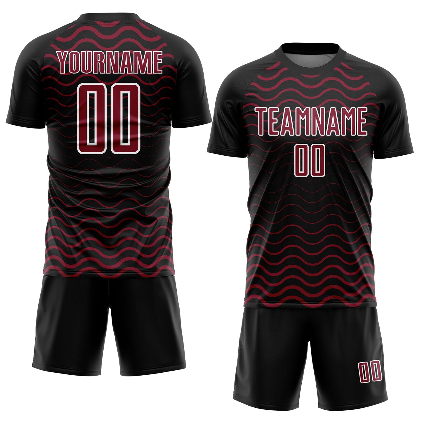 Custom Black Crimson-White Geometric Lines Sublimation Soccer Uniform Jersey Limited