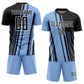 Custom Light Blue Black-White Lines Sublimation Soccer Uniform Jersey Limited