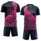 Custom Navy Pink Lines Sublimation Soccer Uniform Jersey Limited