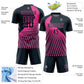 Custom Navy Pink Lines Sublimation Soccer Uniform Jersey Limited