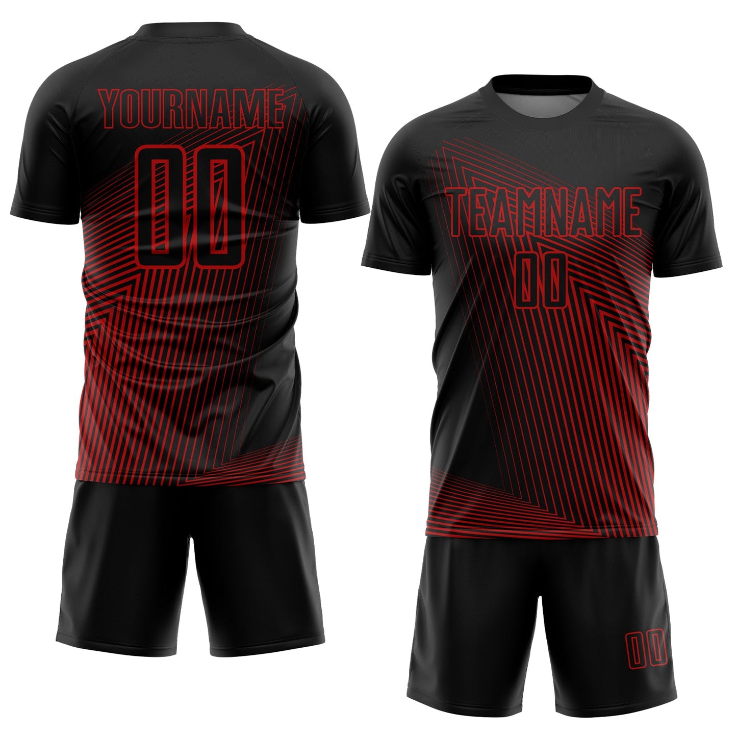 Custom Black Red Lines Sublimation Soccer Uniform Jersey Limited