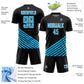Custom Black Sky Blue-White Lines Sublimation Soccer Uniform Jersey Limited