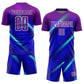 Custom Royal Purple-White Lines Sublimation Soccer Uniform Jersey Limited