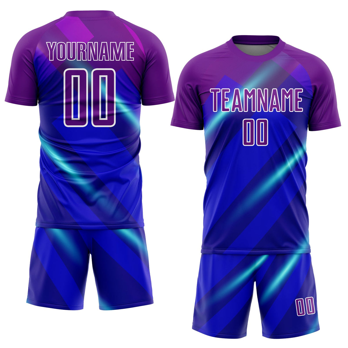 Custom Royal Purple-White Lines Sublimation Soccer Uniform Jersey Limited