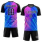 Custom Royal Black-Pink Lines Sublimation Soccer Uniform Jersey Limited