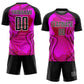 Custom Hot Pink Black-White Waves Sublimation Soccer Uniform Jersey Limited