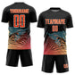 Custom Black Orange-White Lines Sublimation Soccer Uniform Jersey Limited