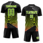 Custom Black Neon Green-White Lines Sublimation Soccer Uniform Jersey Limited