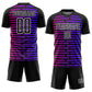 Custom Black Purple-Pink Lines Sublimation Soccer Uniform Jersey Limited