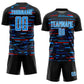 Custom Black Sky Blue-White Lines Sublimation Soccer Uniform Jersey Limited