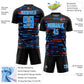 Custom Black Sky Blue-White Lines Sublimation Soccer Uniform Jersey Limited