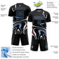 Custom Black Light Blue Fluid Shapes Sublimation Soccer Uniform Jersey Limited