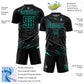 Custom Black Aqua Lines Sublimation Soccer Uniform Jersey Limited