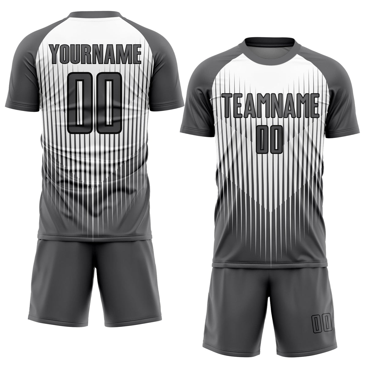 Custom Gray White-Black Lines Sublimation Soccer Uniform Jersey Limited