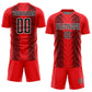 Custom Fire Red Black-White Lines Sublimation Soccer Uniform Jersey Limited