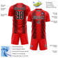Custom Fire Red Black-White Lines Sublimation Soccer Uniform Jersey Limited