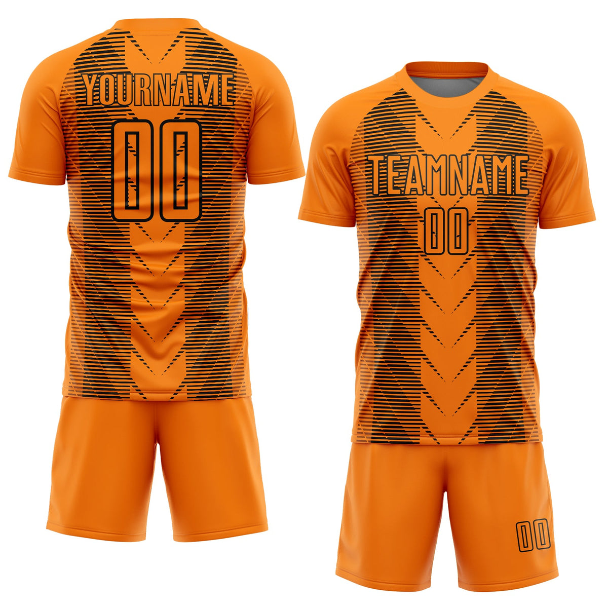 Custom Bay Orange Black Lines Sublimation Soccer Uniform Jersey Limited