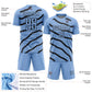 Custom Light Blue Black Lines And Dots Sublimation Soccer Uniform Jersey Limited