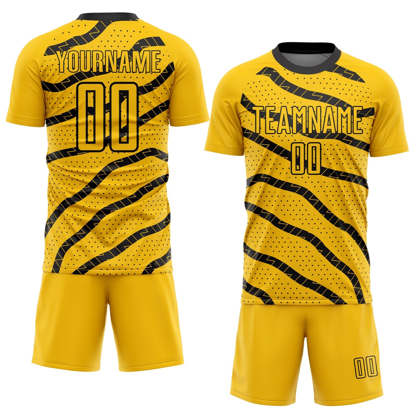 Custom Yellow Black Lines And Dots Sublimation Soccer Uniform Jersey Limited